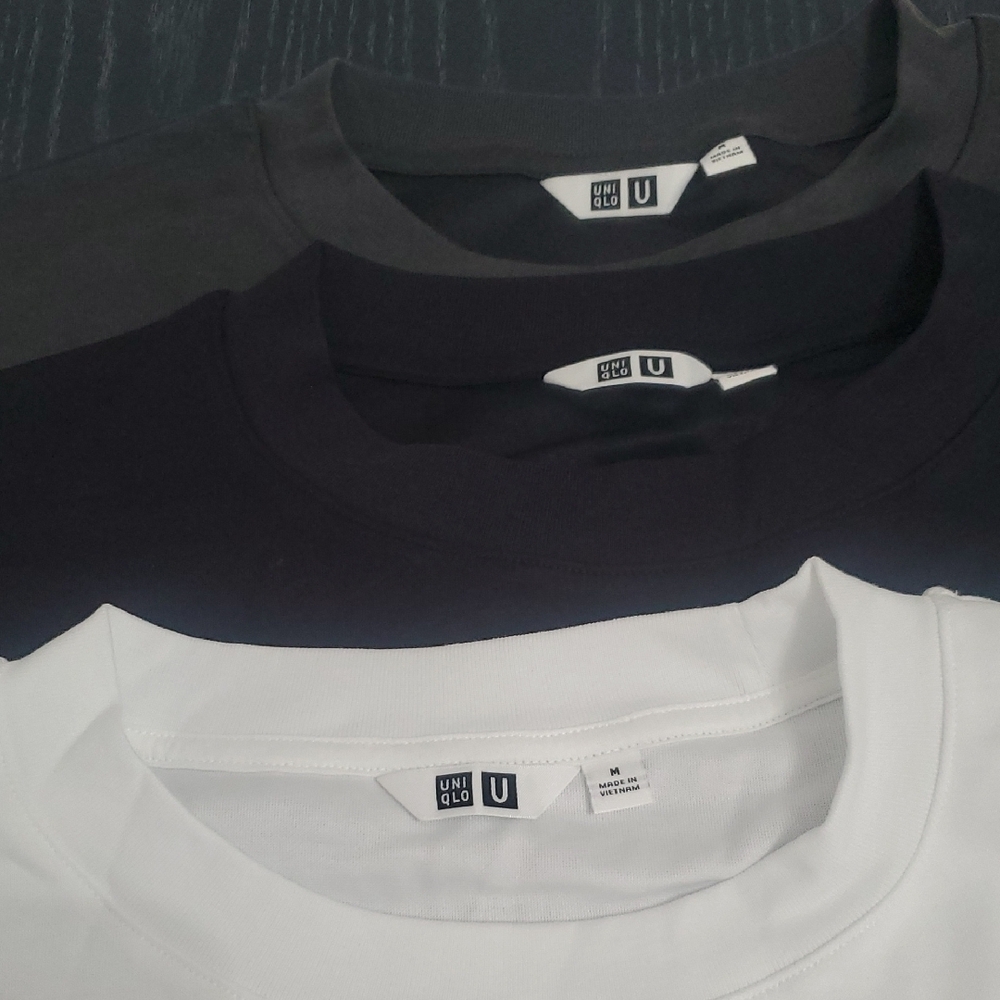 Uniqlo Men's Short Sleeve T-Shirt Trio - Black, Gray, White